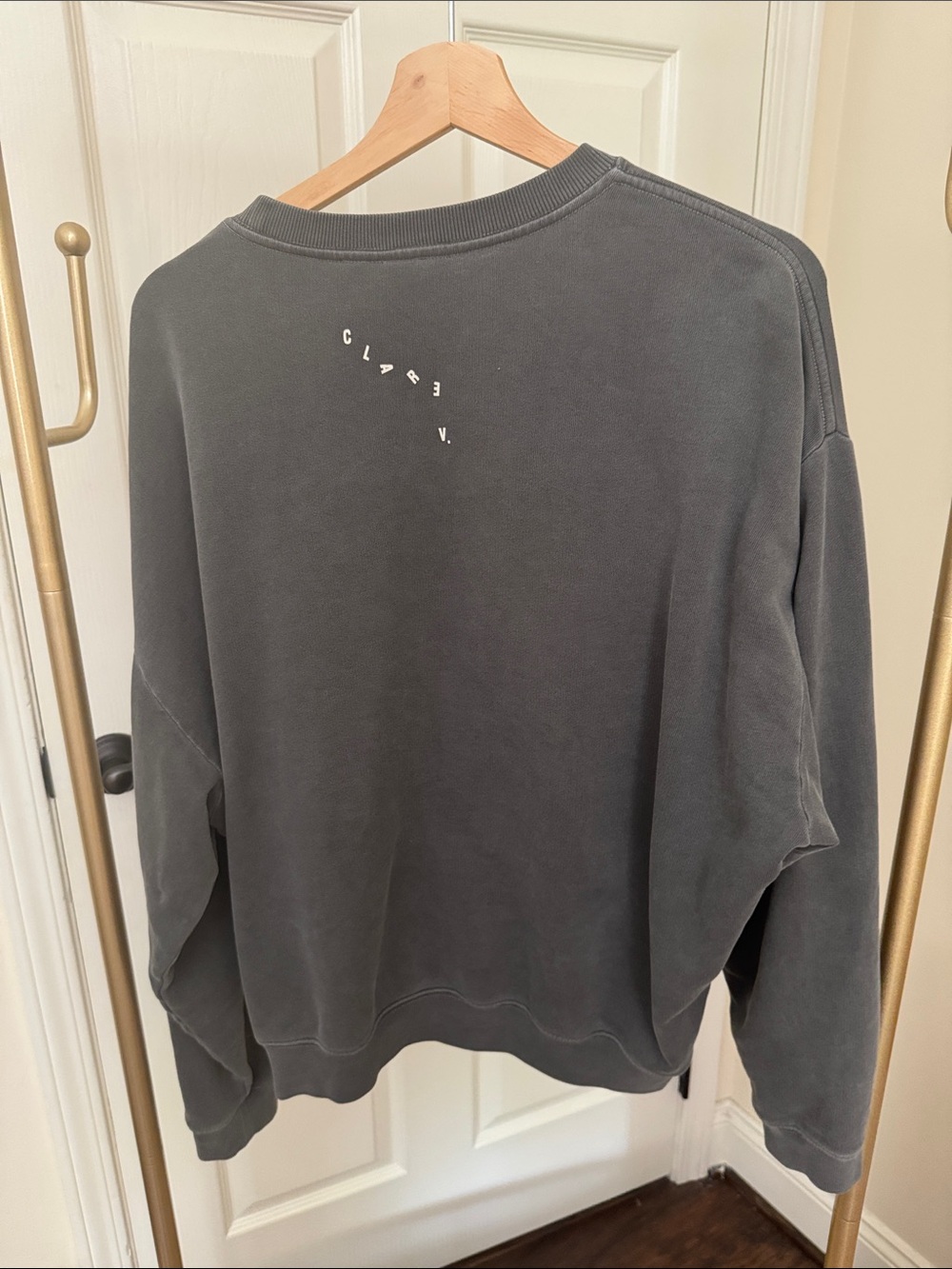 Clare V Grand Oui Oversized Sweatshirt with White 'oui' Graphic - Picture 4 of 4